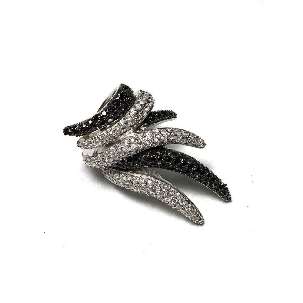925 Sterling Silver Ring CZs Chunky Statement Size 6 18.06g